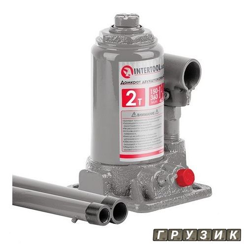 Домкрат бутылочный 2-х штоковый 2т GT0031 Intertool