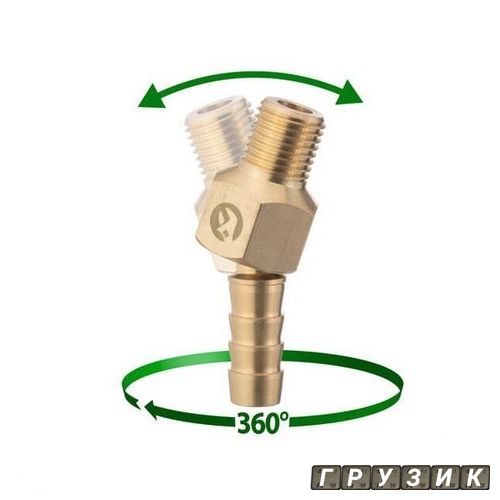 Шарнир поворотный наружная резьба 1/4 на шланг 10 мм латунь STORM PT-2206 Intertool