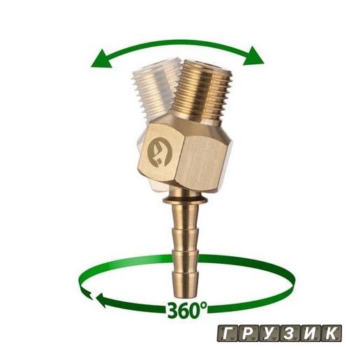 Шарнир поворотный наружная резьба 1/4 на шланг 6 мм латунь STORM PT-2204 Intertool