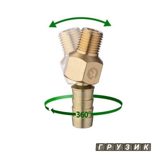 Шарнир поворотный наружная резьба 1/4 на шланг 12 мм латунь STORM PT-2207 Intertool