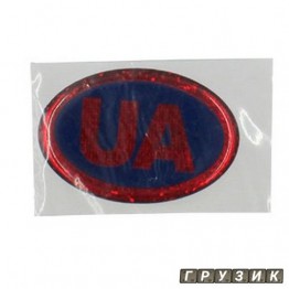 Эмблема силиконовая UA сине-красная 5 см х 3 см