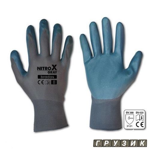 Перчатки защитные Nitrox Gray нитрил размер 8 RWNGY8 Bradas