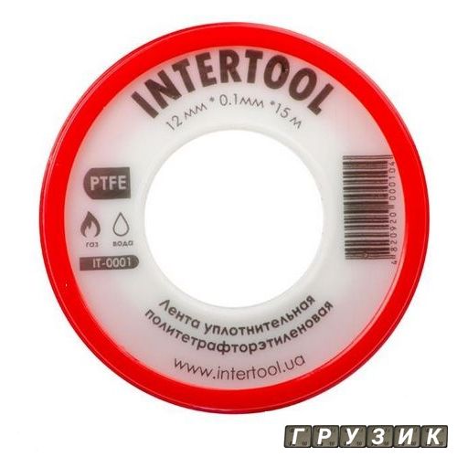 Лента тефлоновая фум политетрафторэтиленовая 15 м x 0.1 мм x 12 мм IT-0001 Intertool